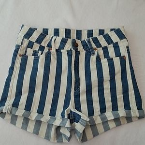 H&M Divided Shorts Striped Blue White Sz 6